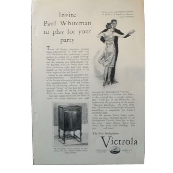 Vintage 1927 Victrola Paul Whiteman Ad Advertisement - Picture 1 of 3